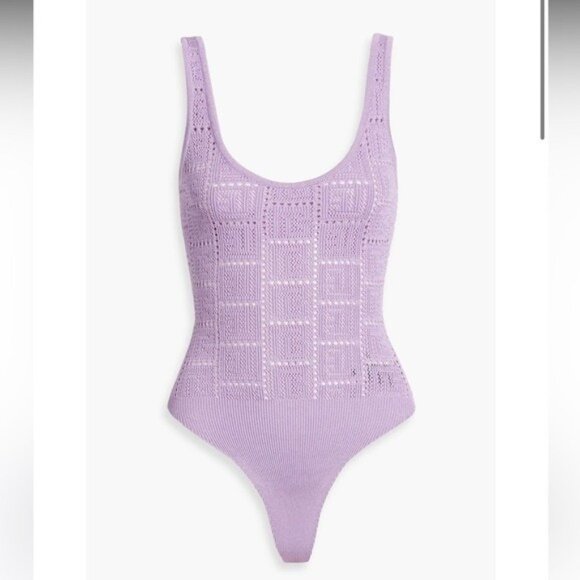 Balmain Purple Knit Pattern Bodysuit Size 34 Crochet Designer - Picture 1 of 7